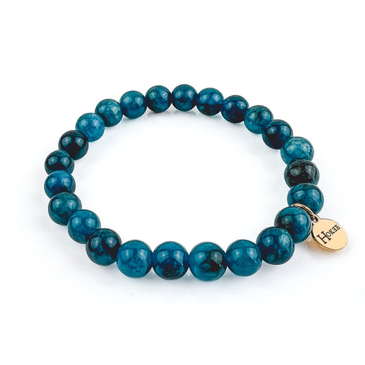 Bracelet en apatite naturelle 8 mm avec finition gold – Hokee Minéraux