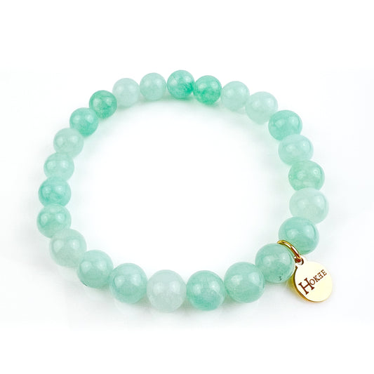 Bracelet Angélite 8 mm avec finition dorée – Hokee Minéraux
