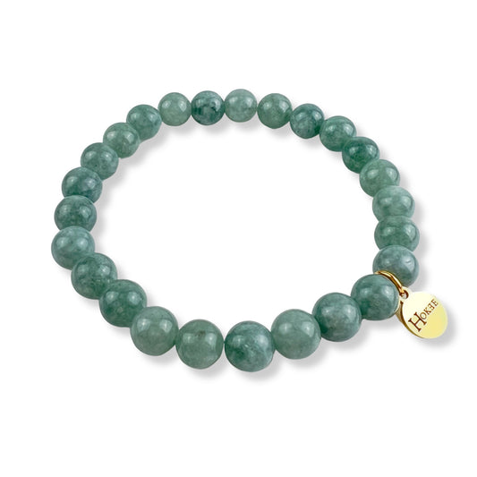 Bracelet en jade de Birmanie naturel 8 mm avec finition dorée – Hokee Minéraux