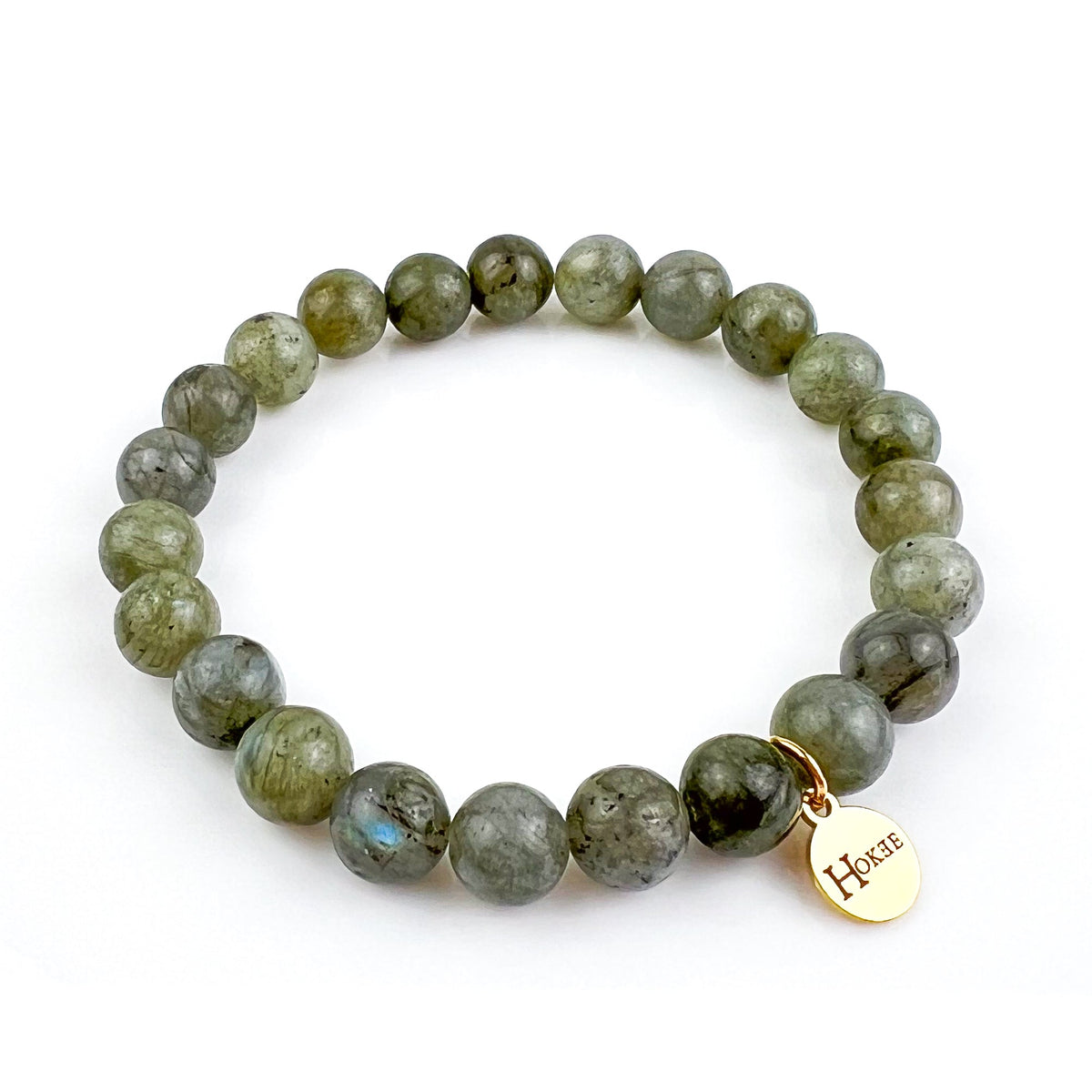 Bracelet Labradorite Gold en perles naturelles 8 mm – Hokee Minéraux