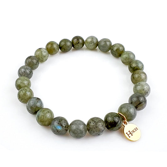 Bracelet Labradorite Gold en perles naturelles 8 mm – Hokee Minéraux