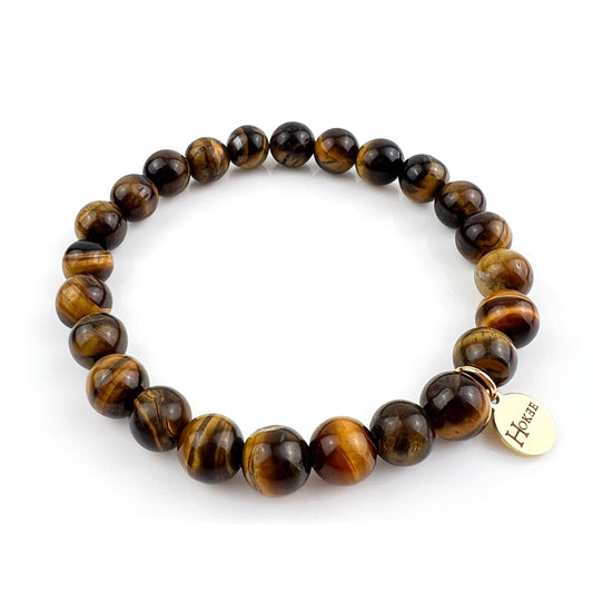 Bracelet en œil de tigre naturel 8 mm avec finition gold – Hokee Minéraux
