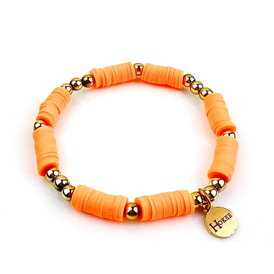 Bracelet AURA Orange en perles heishi et détails dorés