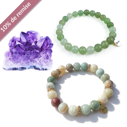 Kit Bien-être et Sérénité Silver – Améthyste, Aventurine Verte & Amazonite Hokee Minéraux