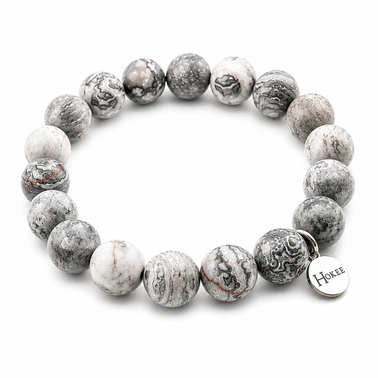 Bracelet POLO en jaspe Picasso mat 10 mm – vue principale