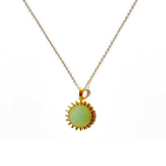 Collier PAYLINE avec pendentif soleil et aventurine verte