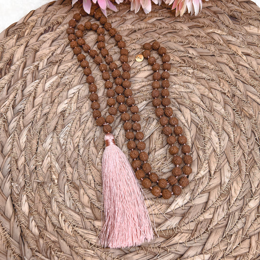 Mala de 108 perles avec pompon rose