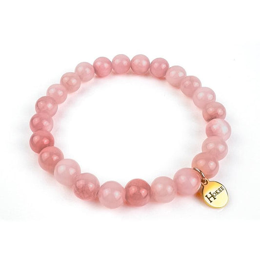 Bracelet en jade rose 8 mm avec finition rose gold