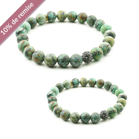 Set CANOPÉE Mère/Fille – Turquoise Africaine Noire Hokee Minéraux