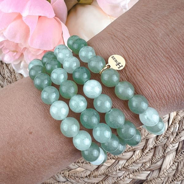 Bracelet BASIC Aventurine verte Rose gold