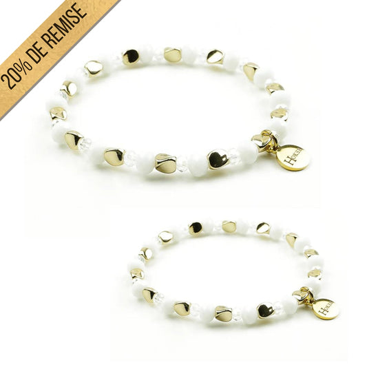 Set TAMIE Blanc Mère et Fille composé de deux bracelets