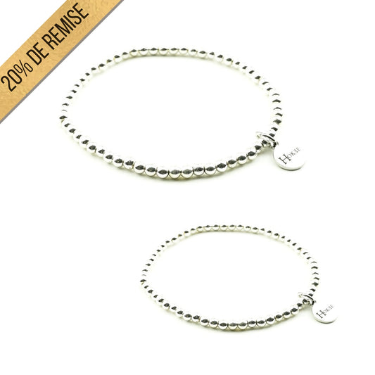 Set EMMA Silver Mère et Fille en hématite 3 mm – Hokee Minéraux