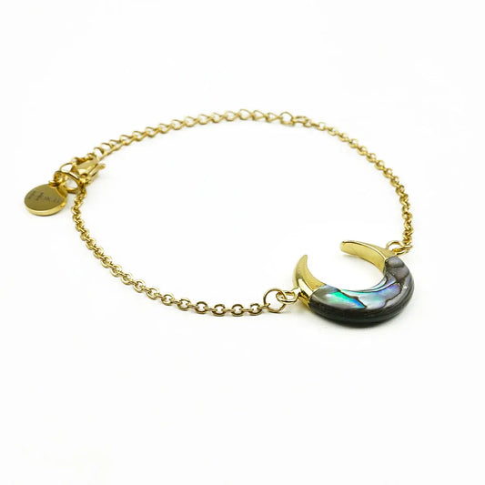 Bracelet BORÉAL avec motif lune en abalone naturelle