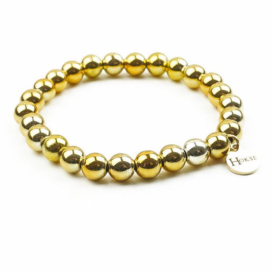 Bracelet EMMA en hématite 6 mm avec détails dorés