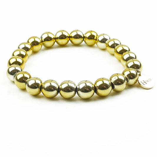 Bracelet EMMA en hématite 8 mm avec finition dorée – Hokee Minéraux