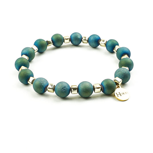 Bracelet SERENA en agate teintée 8 mm finition gold – Hokee Minéraux
