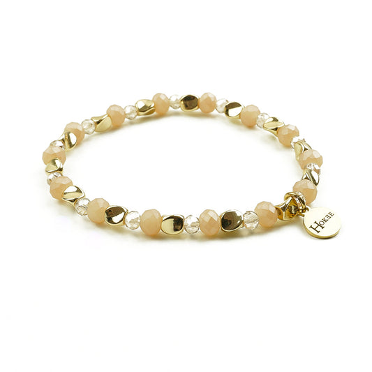 Bracelet TAMIE Nude en perles de verre facettées – Hokee Minéraux