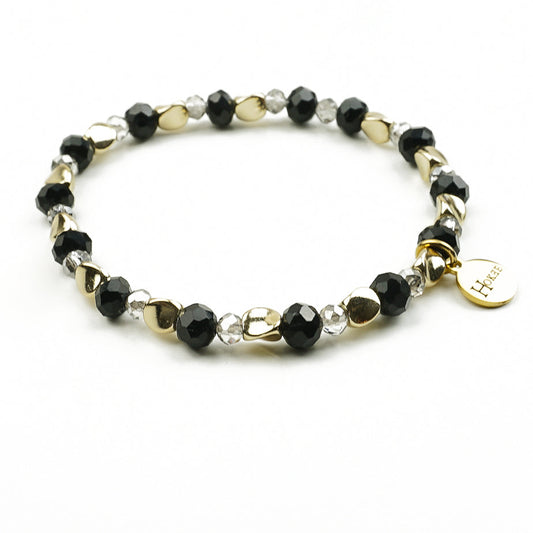 Bracelet TAMIE Noir en perles de verre facettées – Hokee Minéraux