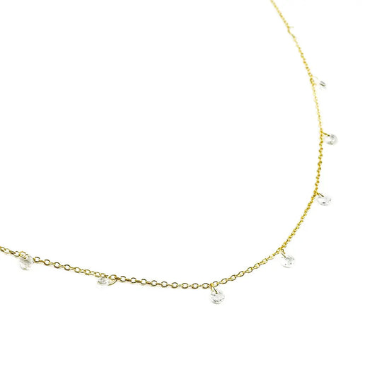 Collier AYDEN en cristal de roche naturel avec gouttes et finition dorée