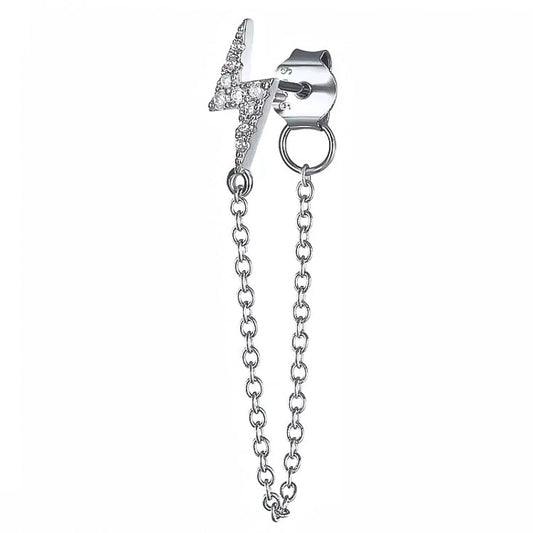 Mono boucle FLASH Silver en forme d’éclair avec zircones
