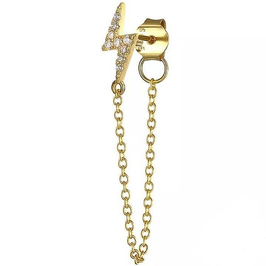 Mono boucle FLASH Gold en forme d’éclair avec zircones
