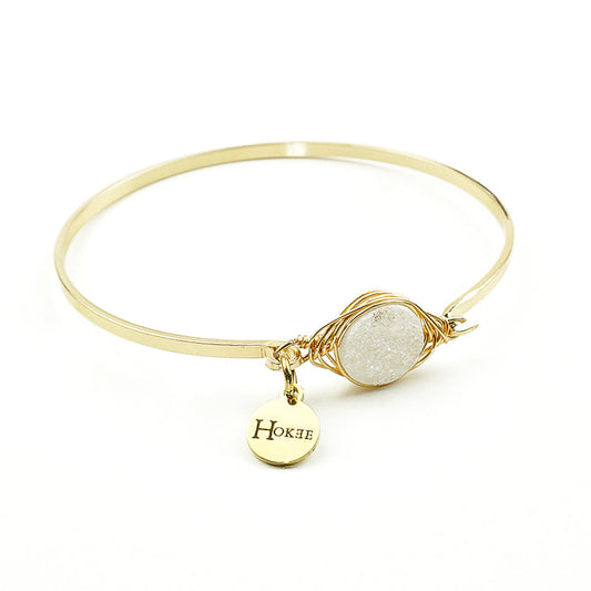Jonc LORELEEN en agate blanche et finition gold