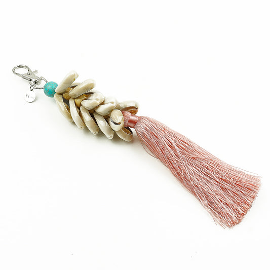 Porte-clés SANUR Rose en turquoise et coquillages