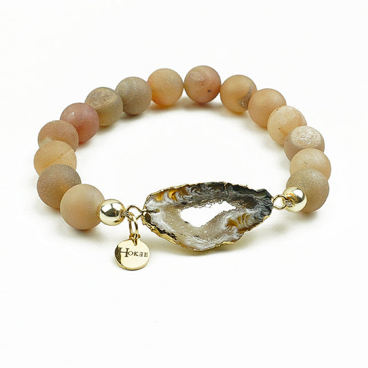 Bracelet MARS en agate naturelle 10 mm avec tranche centrale