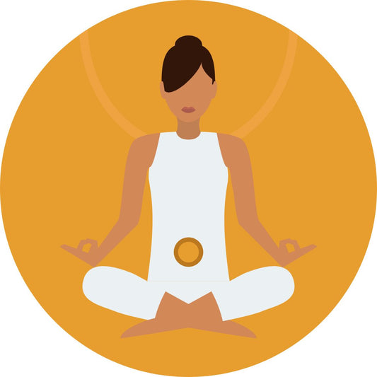 Illustration de méditation centrée sur le chakra sacré, symbole de créativité, d’émotions et d’énergie vitale