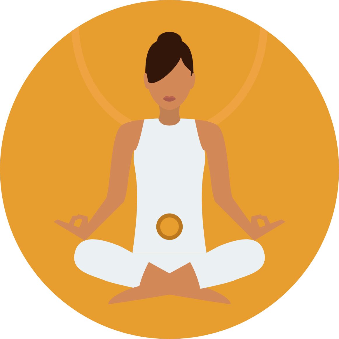 Illustration de méditation centrée sur le chakra sacré, symbole de créativité, d’émotions et d’énergie vitale