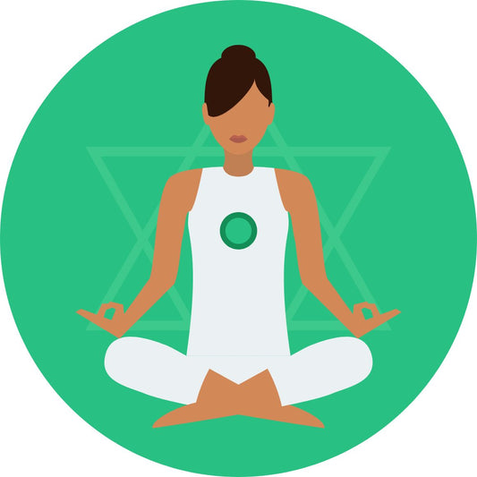 Illustration du chakra cœur en méditation, symbole d’amour et d’harmonie