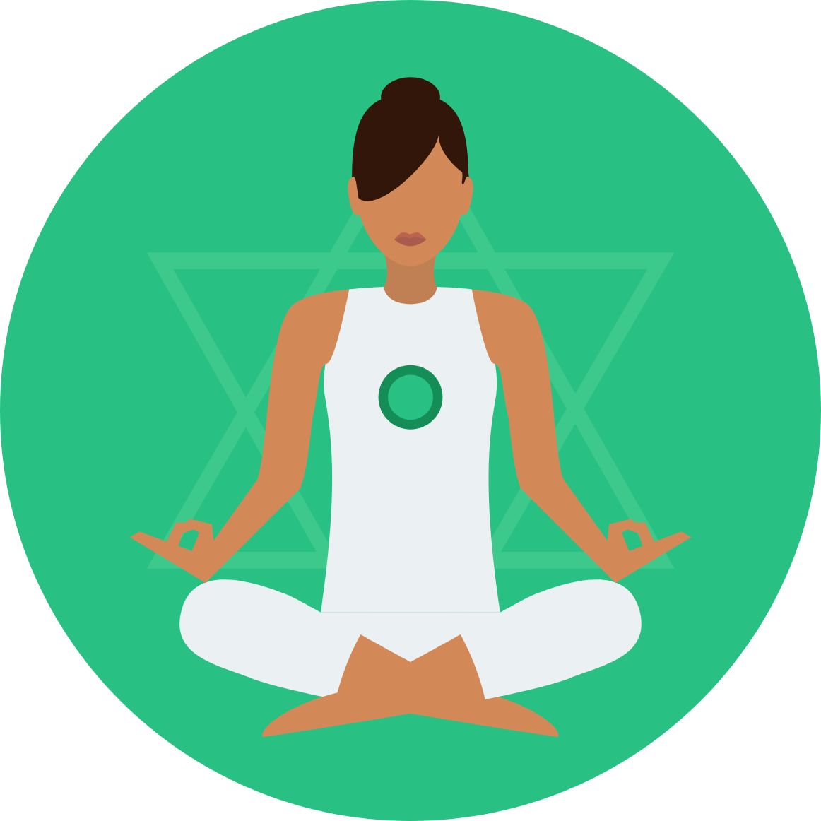 Illustration du chakra cœur en méditation, symbole d’amour et d’harmonie