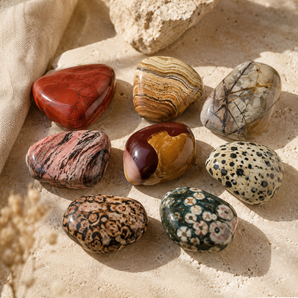 Sélection de différentes variétés de jaspe naturel – HOKEE