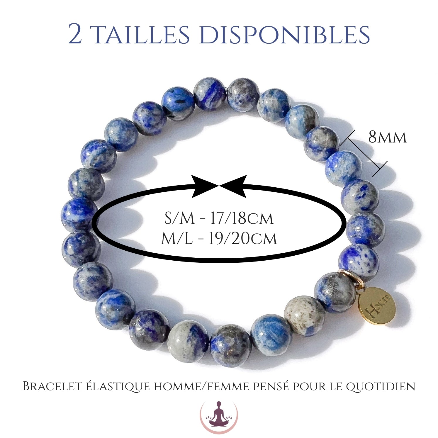 Bracelet Lapis Lazuli 8mm Hokee Minéraux