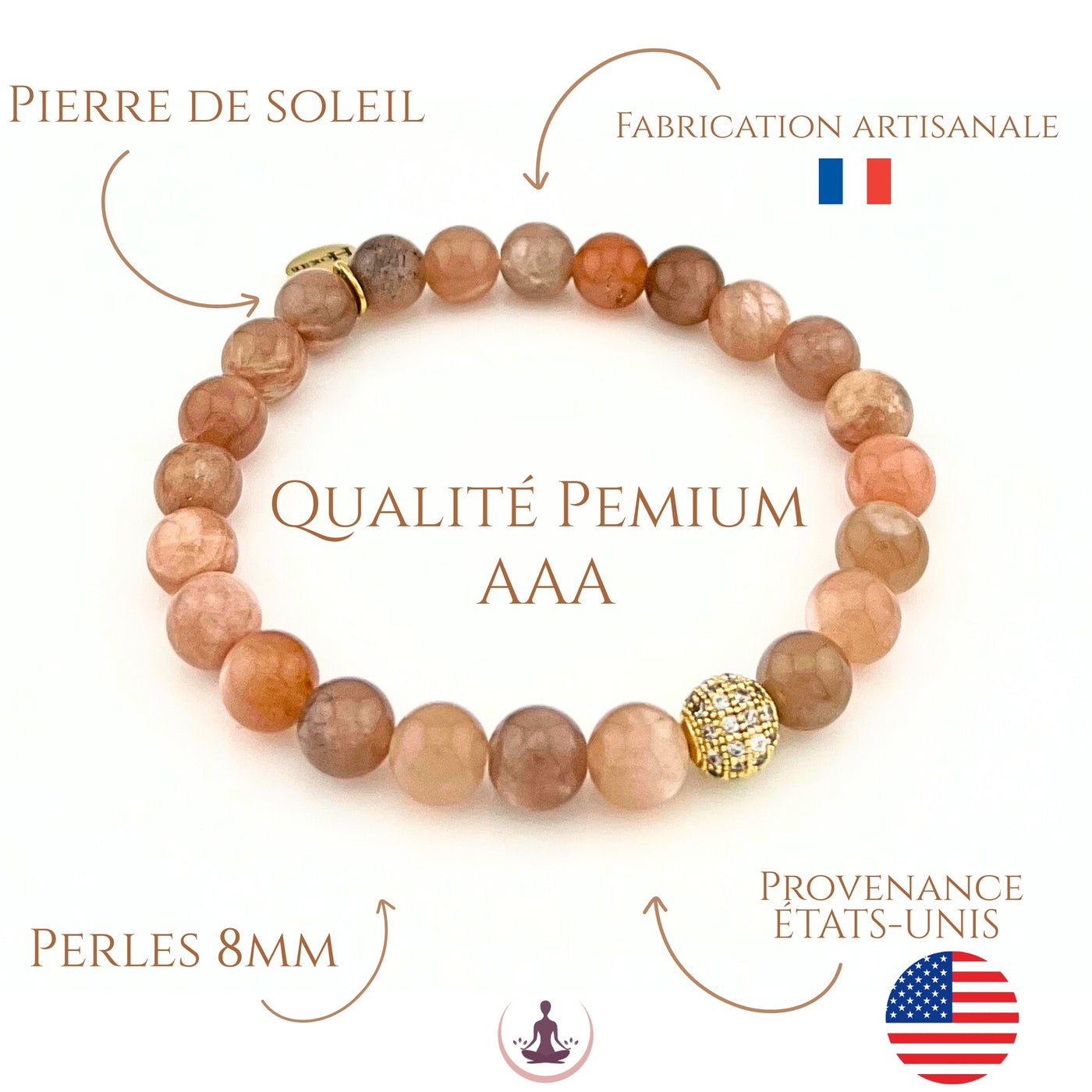 Détail des perles naturelles du bracelet CANOPÉE