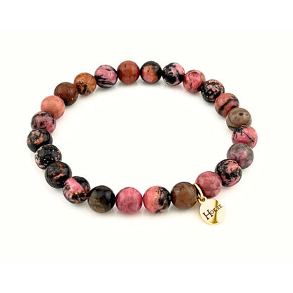 Bracelet en rhodonite naturelle 8 mm finition gold