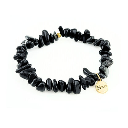 Bracelet PUCE en obsidienne noire naturelle avec finition gold