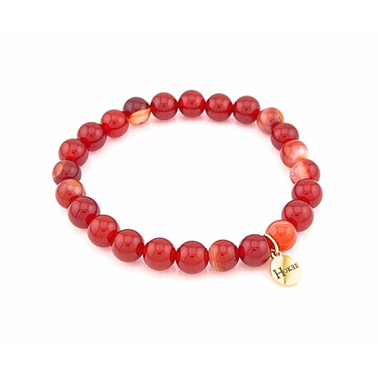 Bracelet en cornaline naturelle avec perles de 8 mm