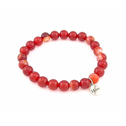 Bracelet en cornaline naturelle 8 mm présenté sous un autre angle