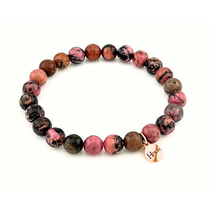 Bracelet en rhodonite naturelle 8 mm finition rose gold