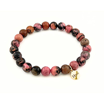 Bracelet en rhodonite naturelle aux veinures uniques