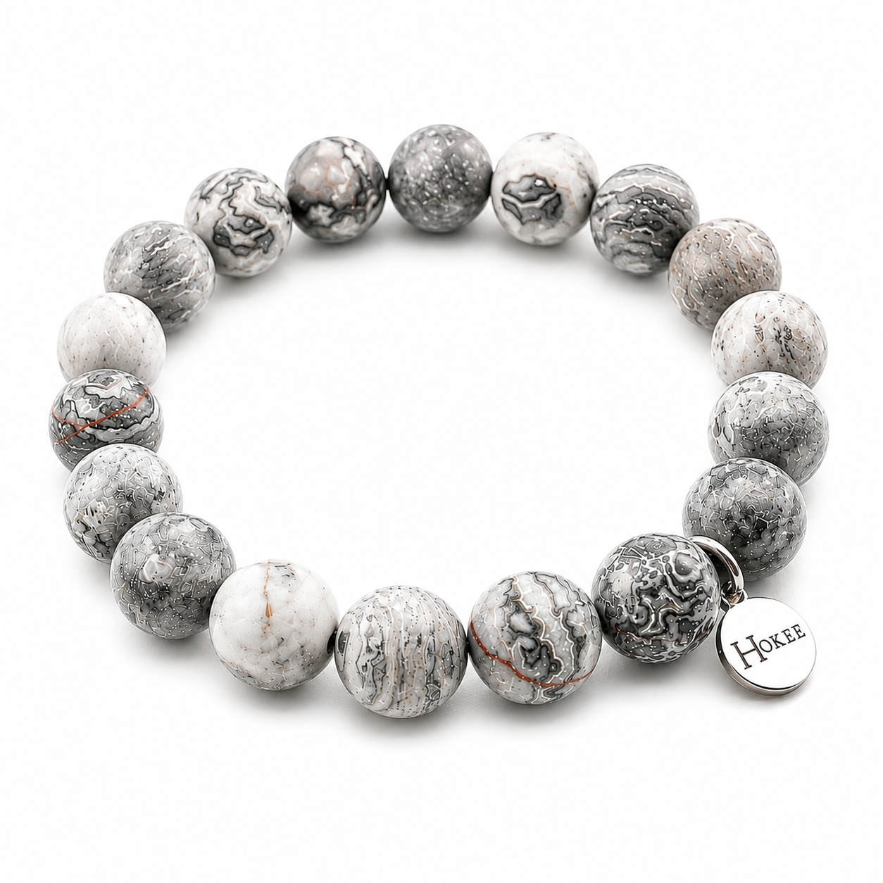 Bracelet POLO en jaspe Picasso mat 10 mm – vue principale