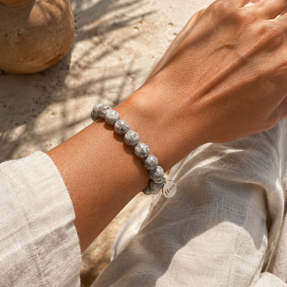 Bracelet POLO jaspe Picasso 10 mm – détail des perles mates