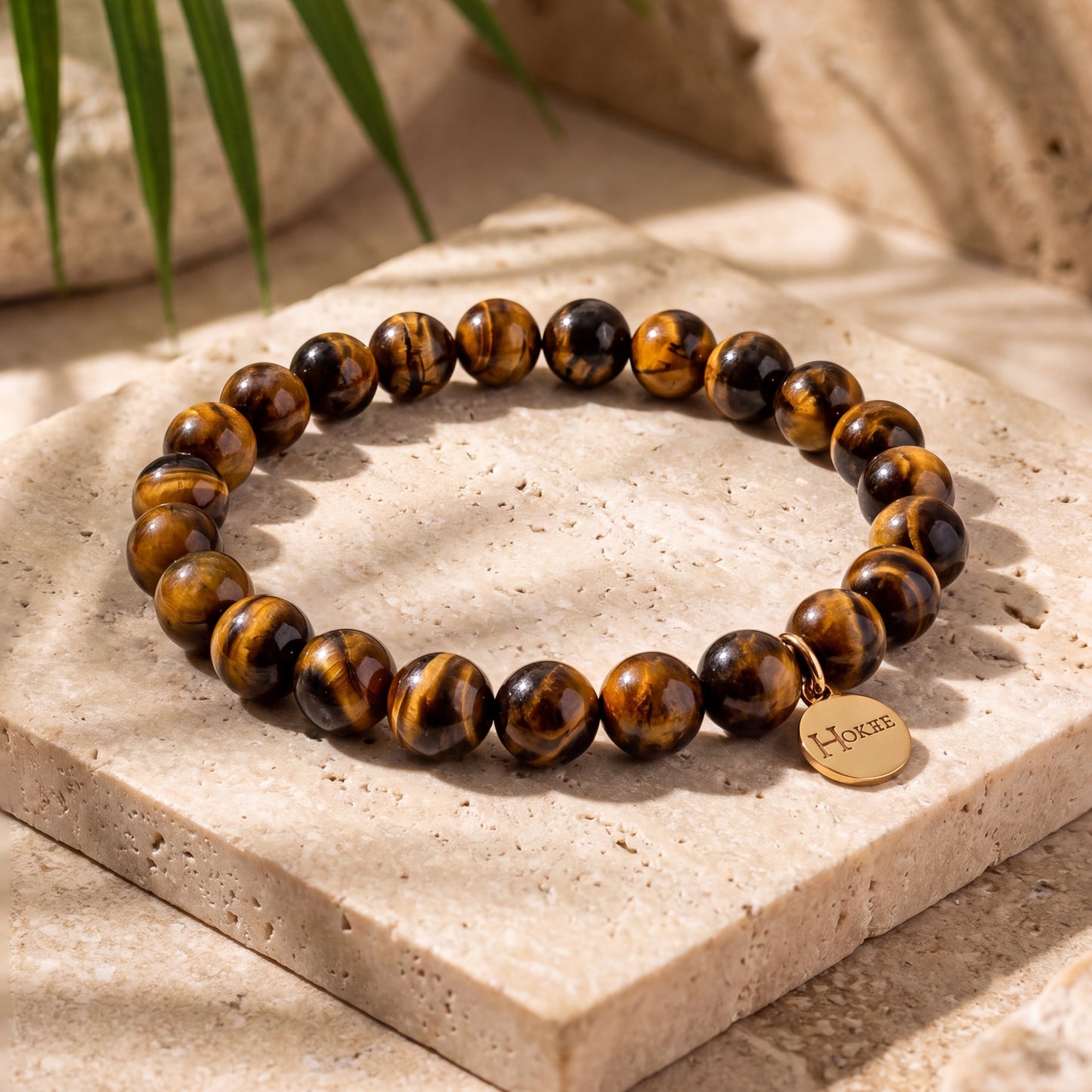 Bracelet Œil de Tigre 8 mm sur décor minéral – HOKEE