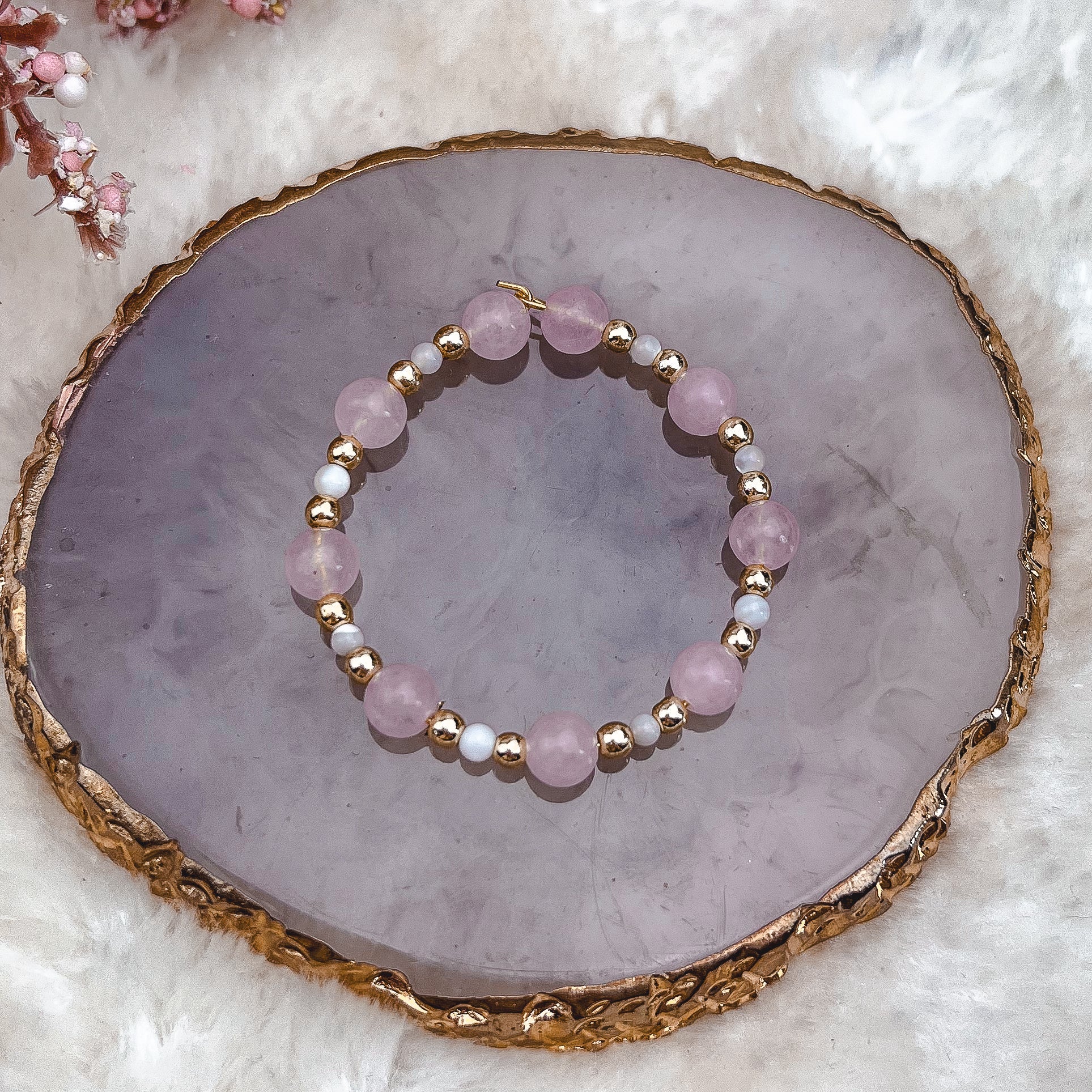 Anneau pour Bola Soutien Physique – Quartz Rose Hokee Minéraux