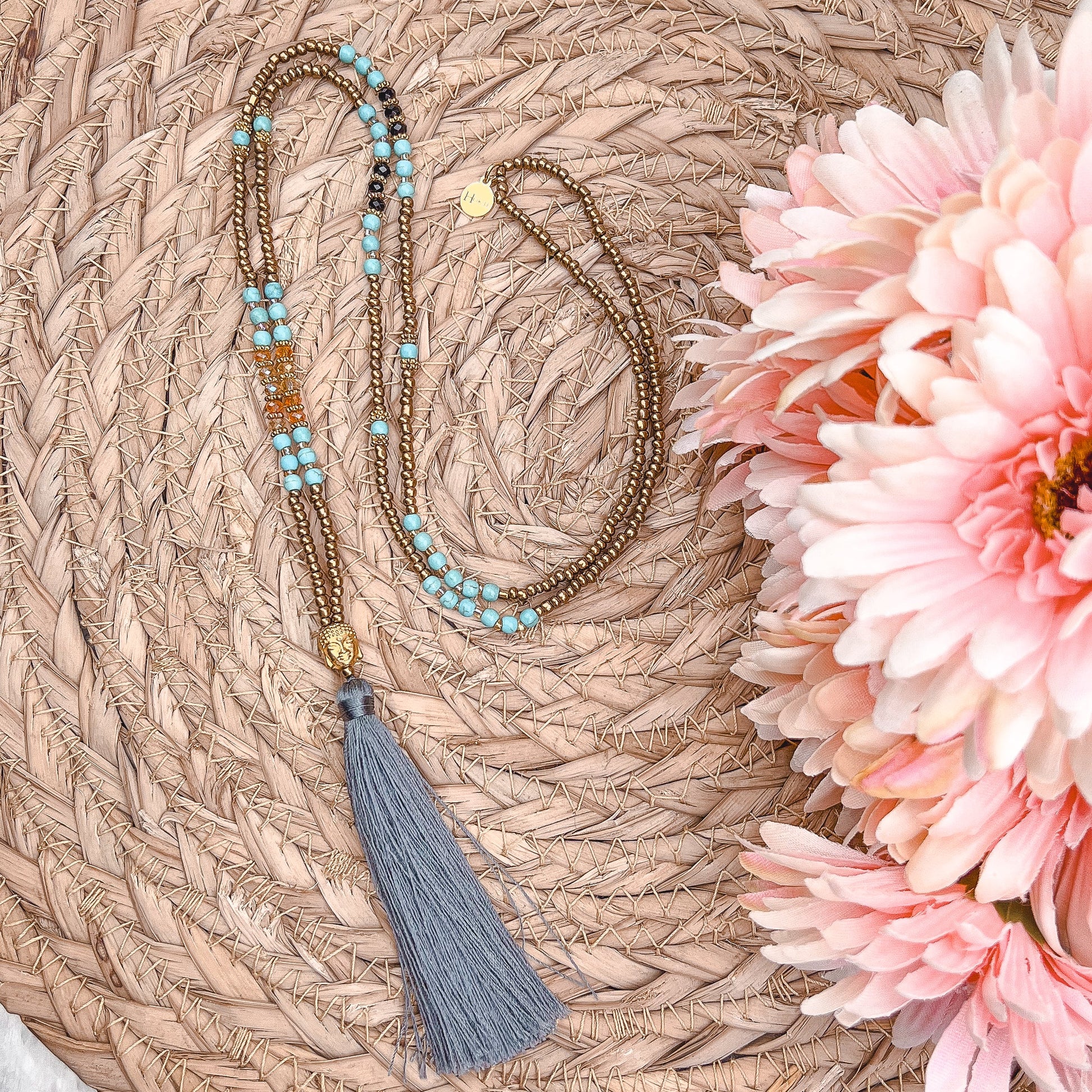 Mala Bouddha – Turquoise Bleue Hokee Minéraux