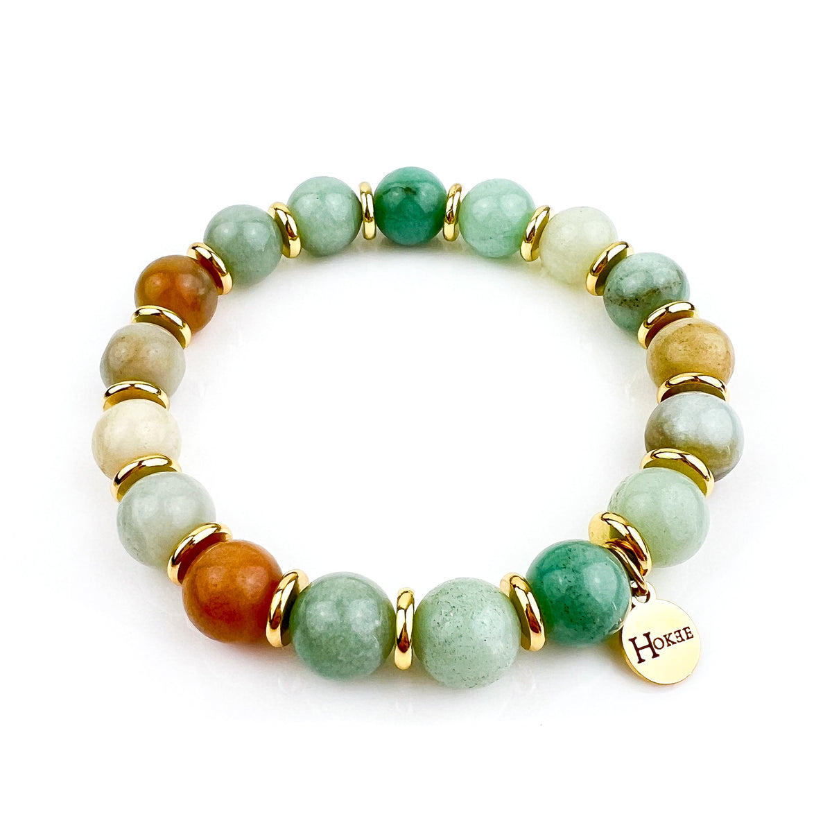 Bracelet ZOÉ en amazonite naturelle 10 mm avec finition gold