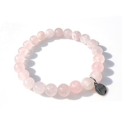 Détail du bracelet Quartz Rose 8 mm – Hokee Minéraux