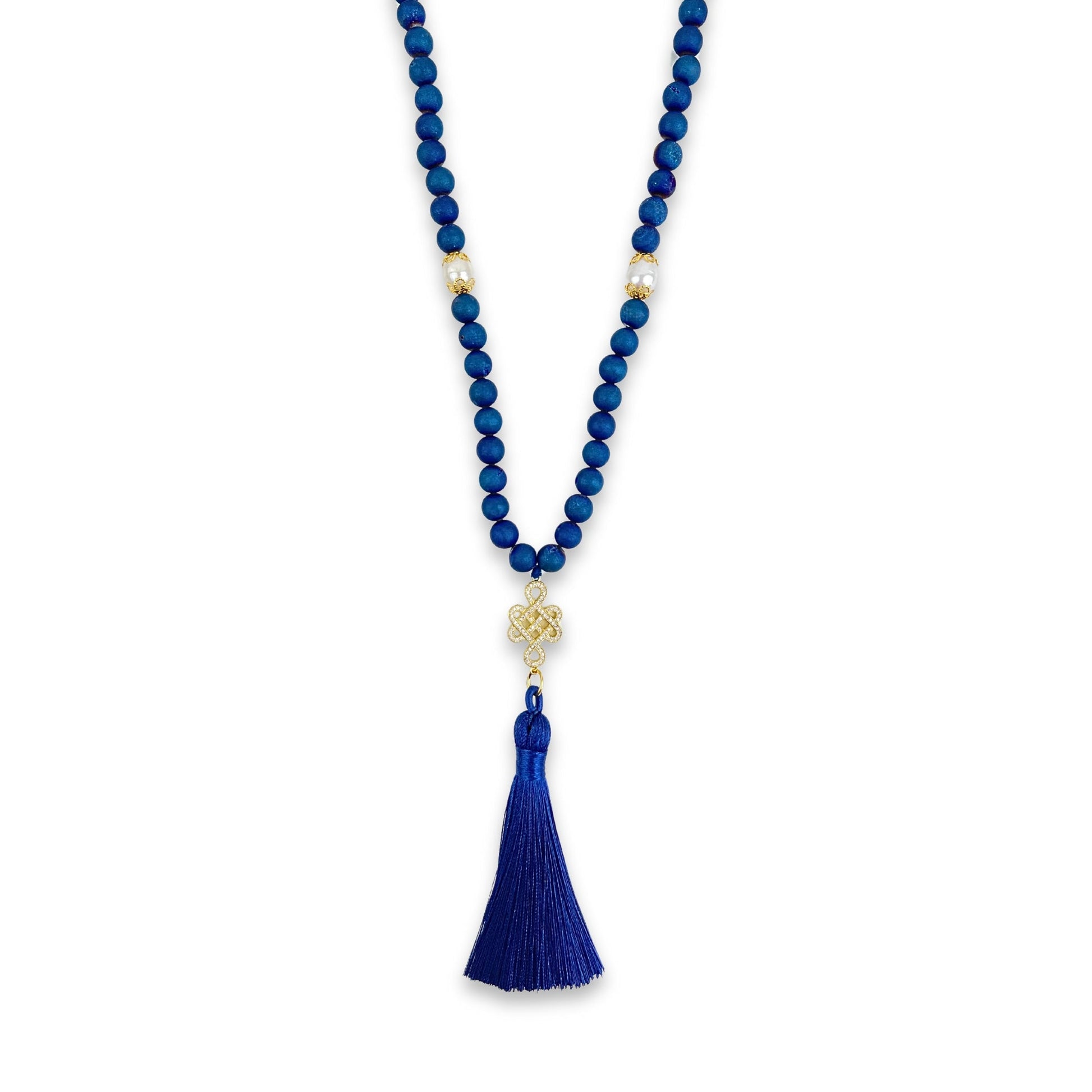 Mala ANAÏS Agate Bleu Gold Hokee Minéraux