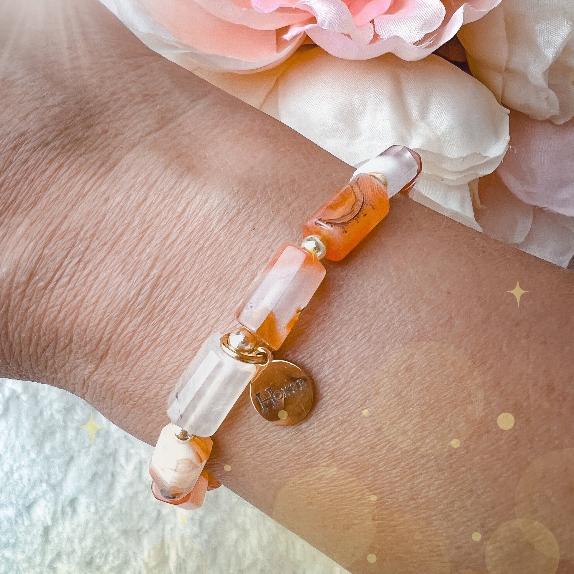 Bracelet SUMER Agate Feu Gold Hokee Minéraux